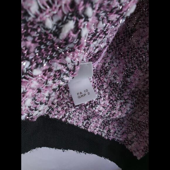 [SOLD] ST JOHN Women's Sz US 8 L Pink Tweed Sleeveless Vest Boucle Houndstooth - Picture 9 of 10